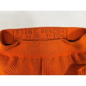 Burnt Orange Textured Knit Leggings Checkerboard Pocket Detail High Rise S116C